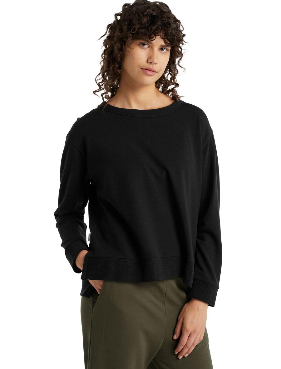 Long Sleeve Icebreaker RealFleece™ Merino Dalston Sweatshirt Femme Noir | FR 1636KORI